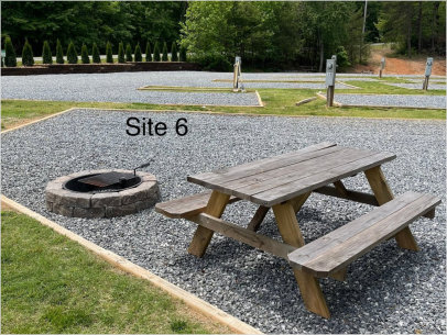 Maple Ridge RV Park site 6 with a private fire pit and picnic table