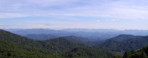 A distant image of the Blue Ridge Mountains and the horizon